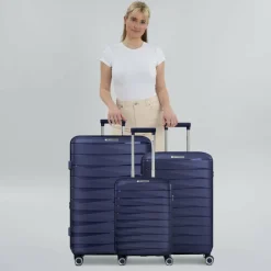 Franky Koffersets 3-Teilig|Koffersets Als Hartgepäck<London 4 Rollen Kofferset 3-teilig mit Dehnfalte dark blue