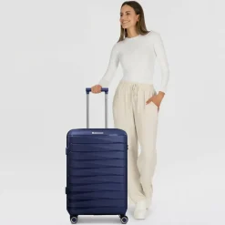 Franky Hartgepäck|4-Rollen Koffer<London 4 Rollen Trolley M 65 cm mit Dehnfalte dark blue