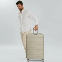 Franky Hartgepäck|4-Rollen Koffer<London 4 Rollen Trolley L 74 cm mit Dehnfalte beige