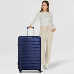 New Franky London 4 Rollen Trolley L 74 cm mit Dehnfalte dark blue