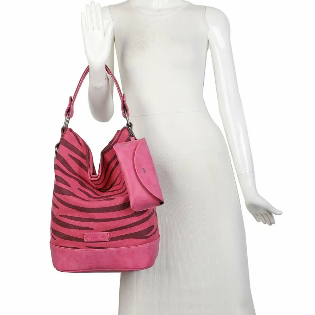 Fritzi aus Preußen Schultertaschen|Henkeltaschen<Izzy07 Olga Canvas Schultertasche 27 cm zebra pink