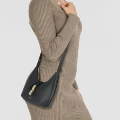 Hot Furla Goccia Schultertasche Leder 22 cm nero