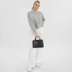 Sale Furla Nuvola Handtasche Leder 22 cm nero