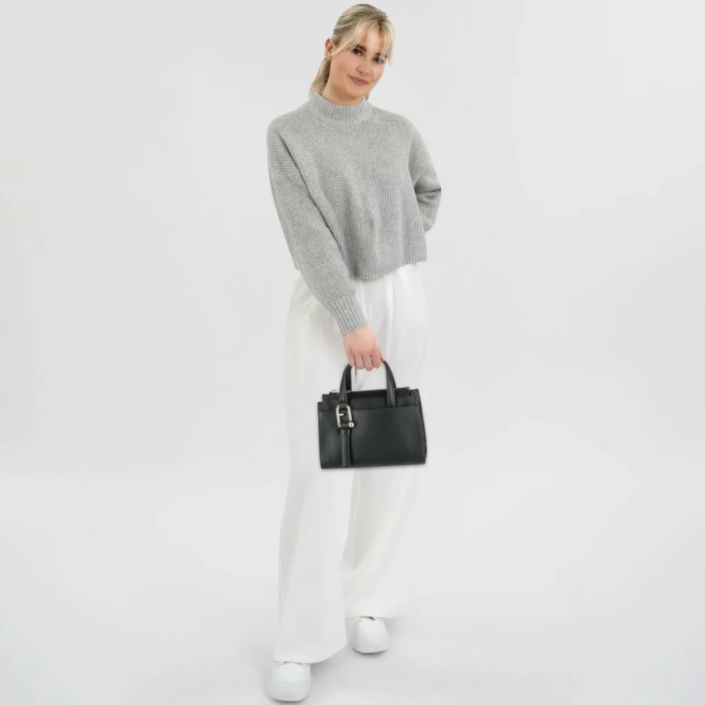 Sale Furla Nuvola Handtasche Leder 22 cm nero