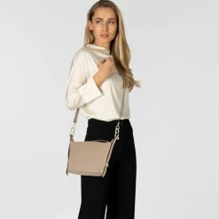 Furla Schultertaschen<Nuvola Schultertasche Leder 25 cm greige