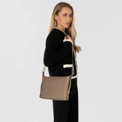 Hot Furla Nuvola Schultertasche Leder 28 cm greige