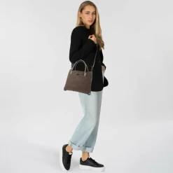 Outlet Gabs Arabella Schultertasche Leder 37 cm zinc