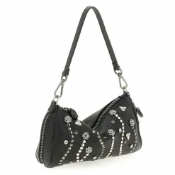 Gabs Schultertaschen<Pepita Schultertasche Leder 20 cm mit Dehnfalte black