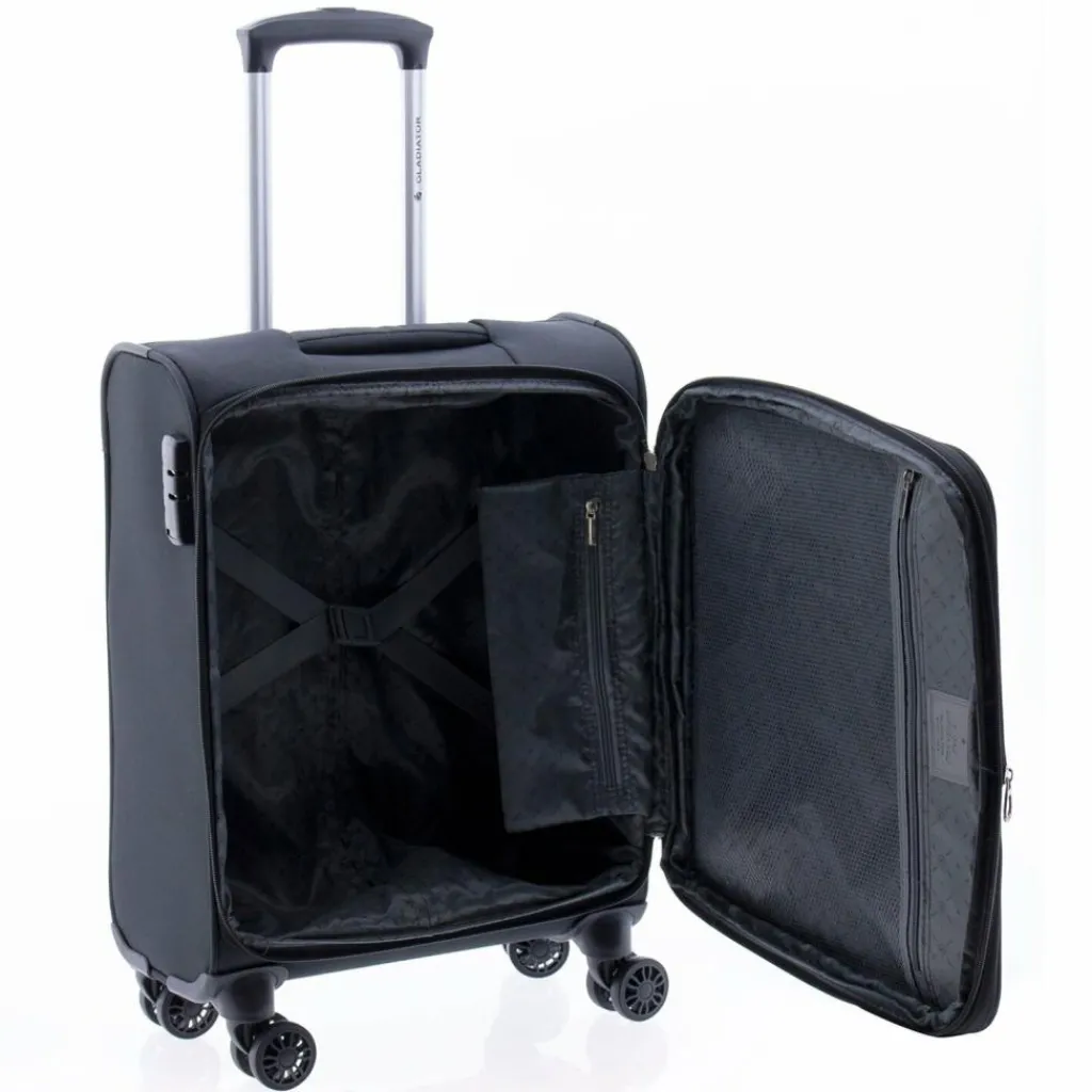 New Gladiator 2000 4 Rollen Kabinentrolley 55 cm mit Dehnfalte black