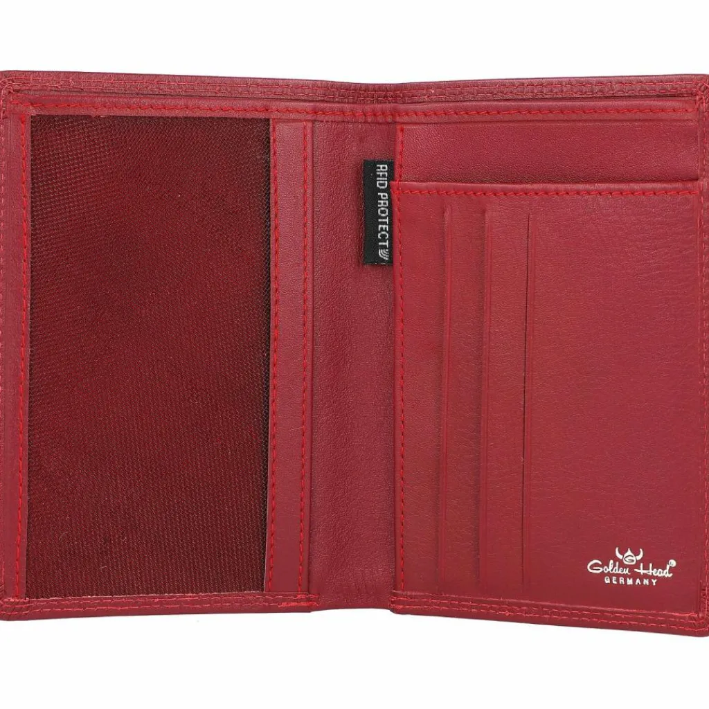 Hot Golden Head Polo Ausweisetui RFID Leder 9 cm rot