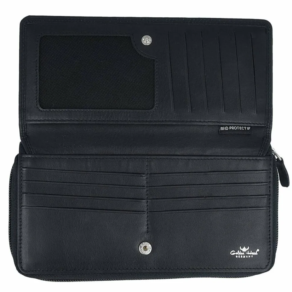 Golden Head Damengeldbörsen Querformat<Polo Geldbörse RFID Leder 19 cm black