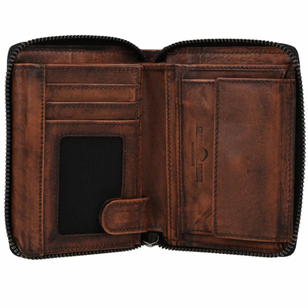 Greenburry Destressed Geldbörse RFID Schutz Leder 13 cm rusty orange
