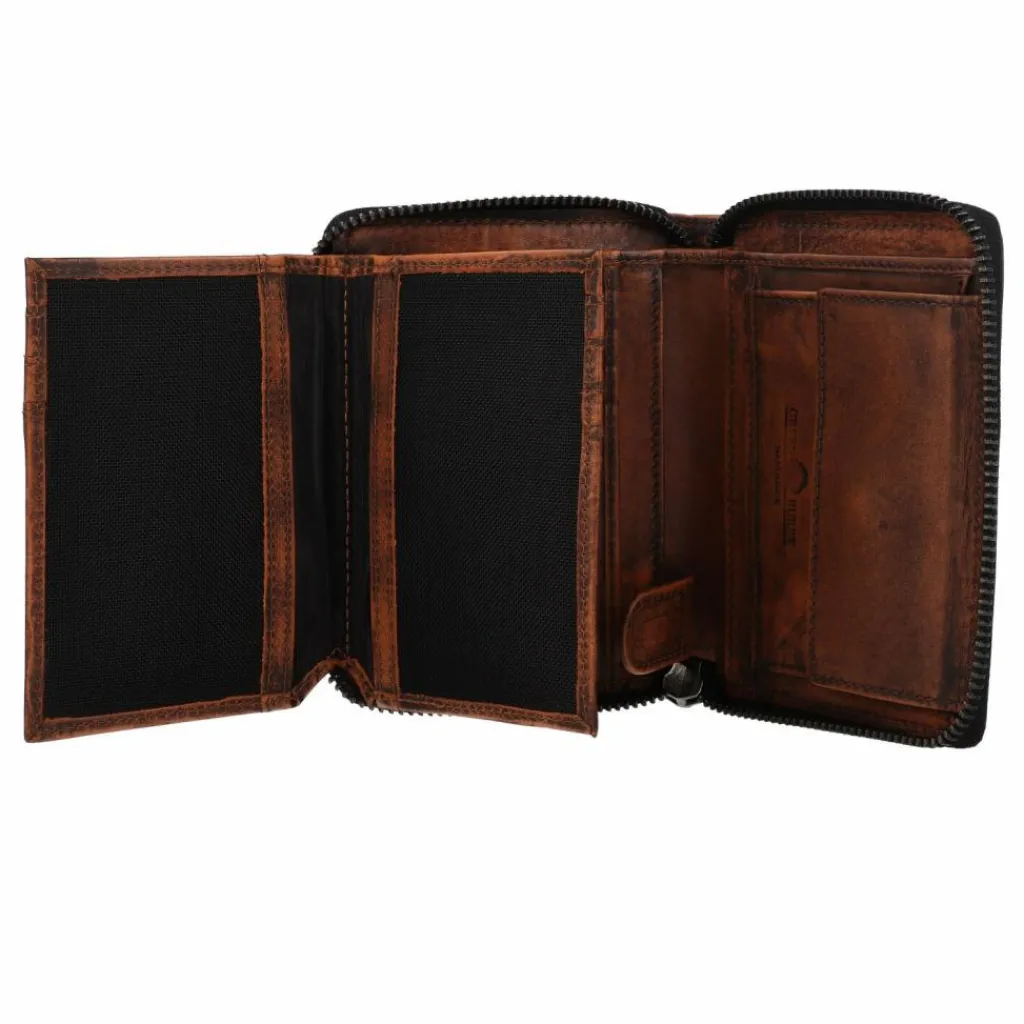 Greenburry Destressed Geldbörse RFID Schutz Leder 13 cm rusty orange