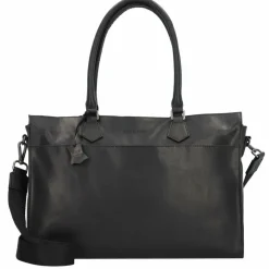 Greenburry Schultertaschen<Pure Schultertasche Leder 40 cm Laptopfach black