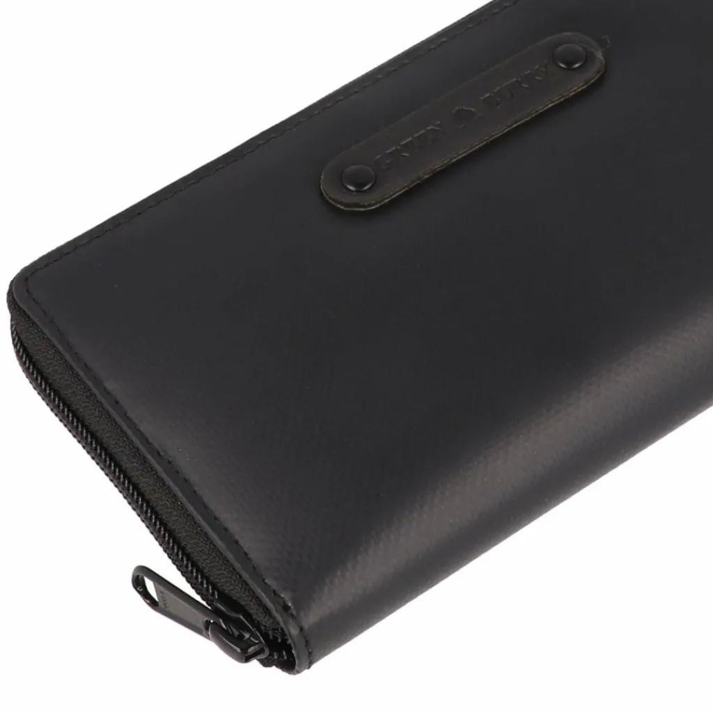 Greenburry Damengeldbörsen Querformat<Upcycled Tarpaulin Geldbörse 19 cm black