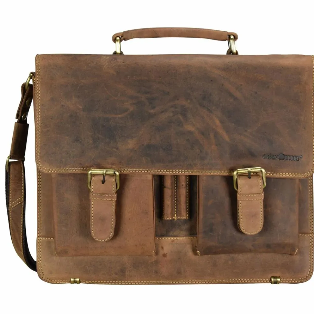 Greenburry Vintage Aktentasche Leder 40 cm Laptopfach