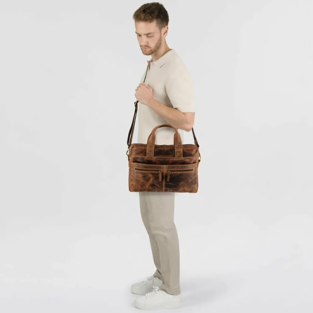 Sale Greenburry Vintage Aktentasche Leder 38 cm Laptopfach brown