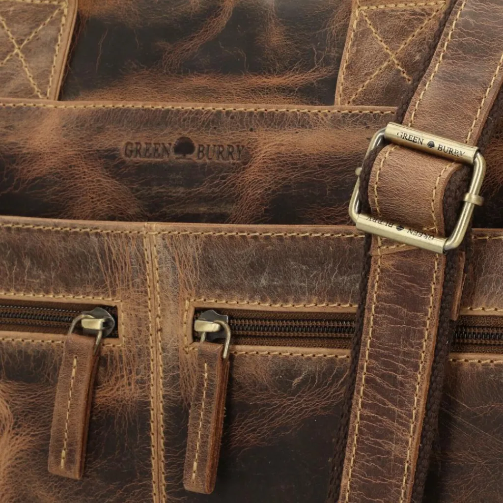 Sale Greenburry Vintage Aktentasche Leder 38 cm Laptopfach brown