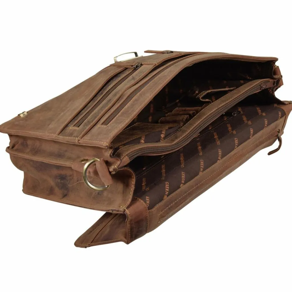 Online Greenburry Vintage Aktentasche Leder 38 cm mit 2 Hauptfächern brown