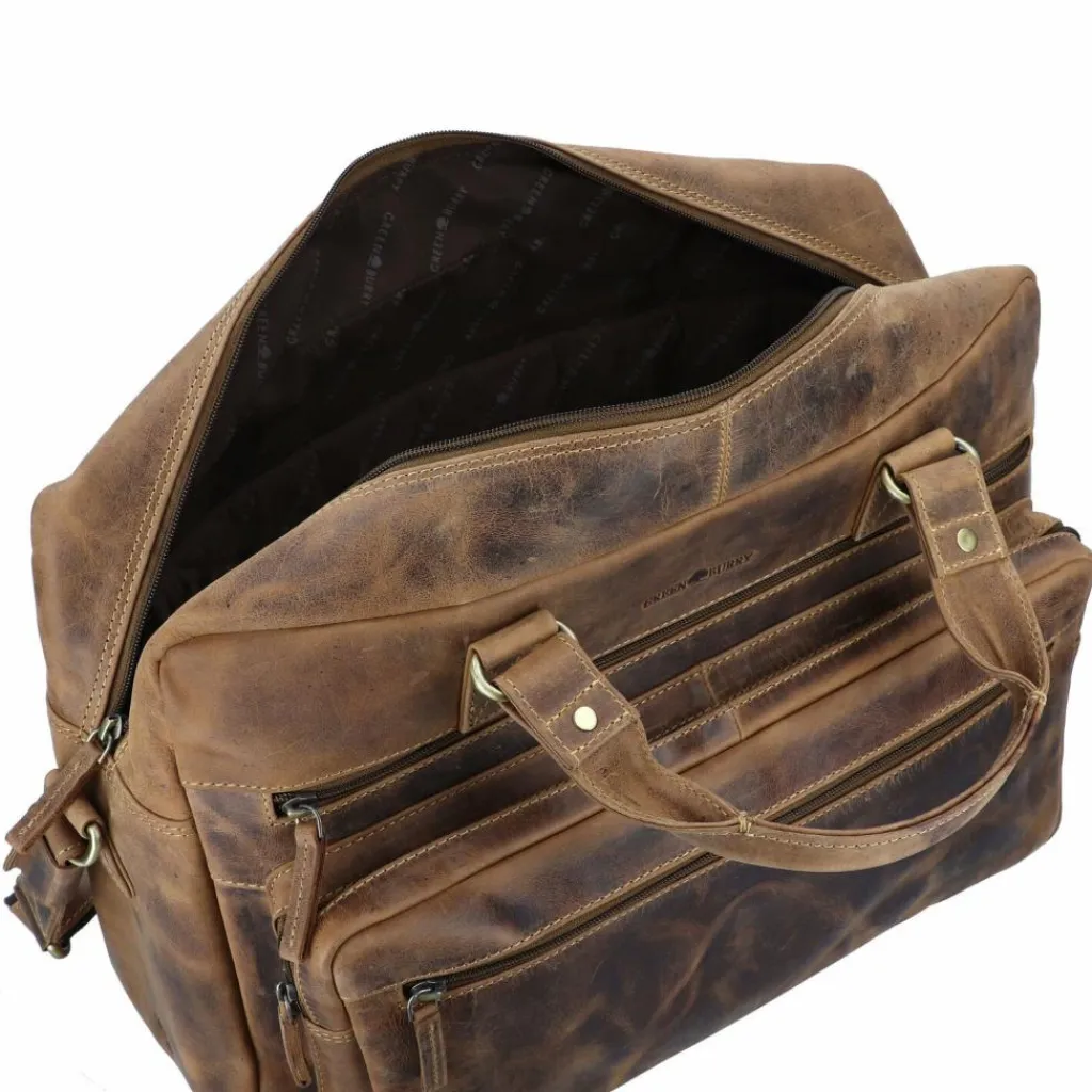 Outlet Greenburry Vintage Aktentasche Leder 43 cm Laptopfach brown