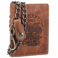 Greenburry Herrengeldbörsen Hochformat<Vintage Cafe-Racer Geldbörse RFID Leder 9,5 cm braun