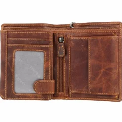 Greenburry Herrengeldbörsen Hochformat<Vintage Cafe-Racer Geldbörse RFID Leder 9,5 cm braun