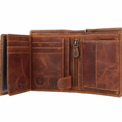 Greenburry Herrengeldbörsen Hochformat<Vintage Cafe-Racer Geldbörse RFID Leder 9,5 cm braun