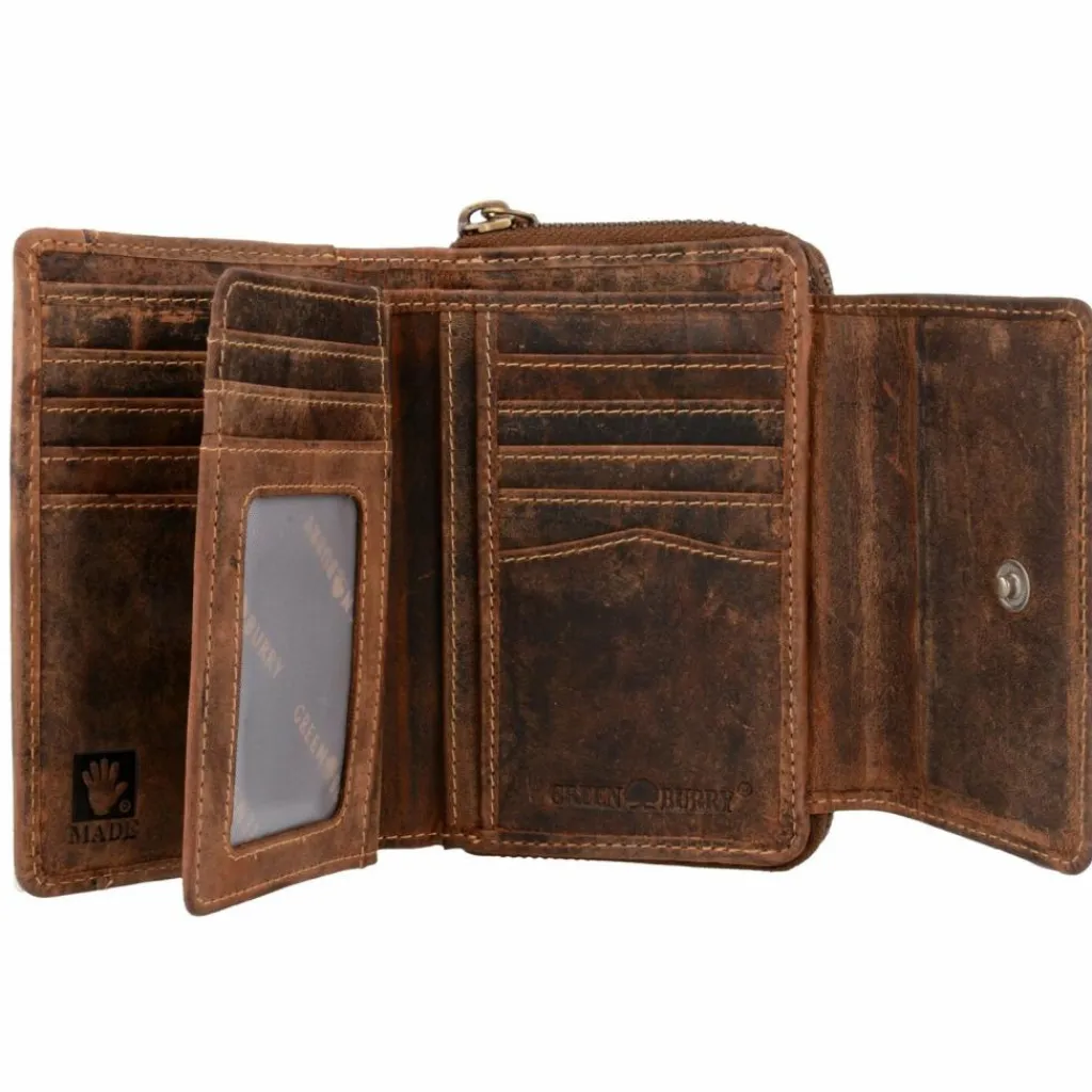 Greenburry Herrengeldbörsen Querformat|Damengeldbörsen Querformat<Vintage Geldbörse Leder 13,5 cm antikbraun