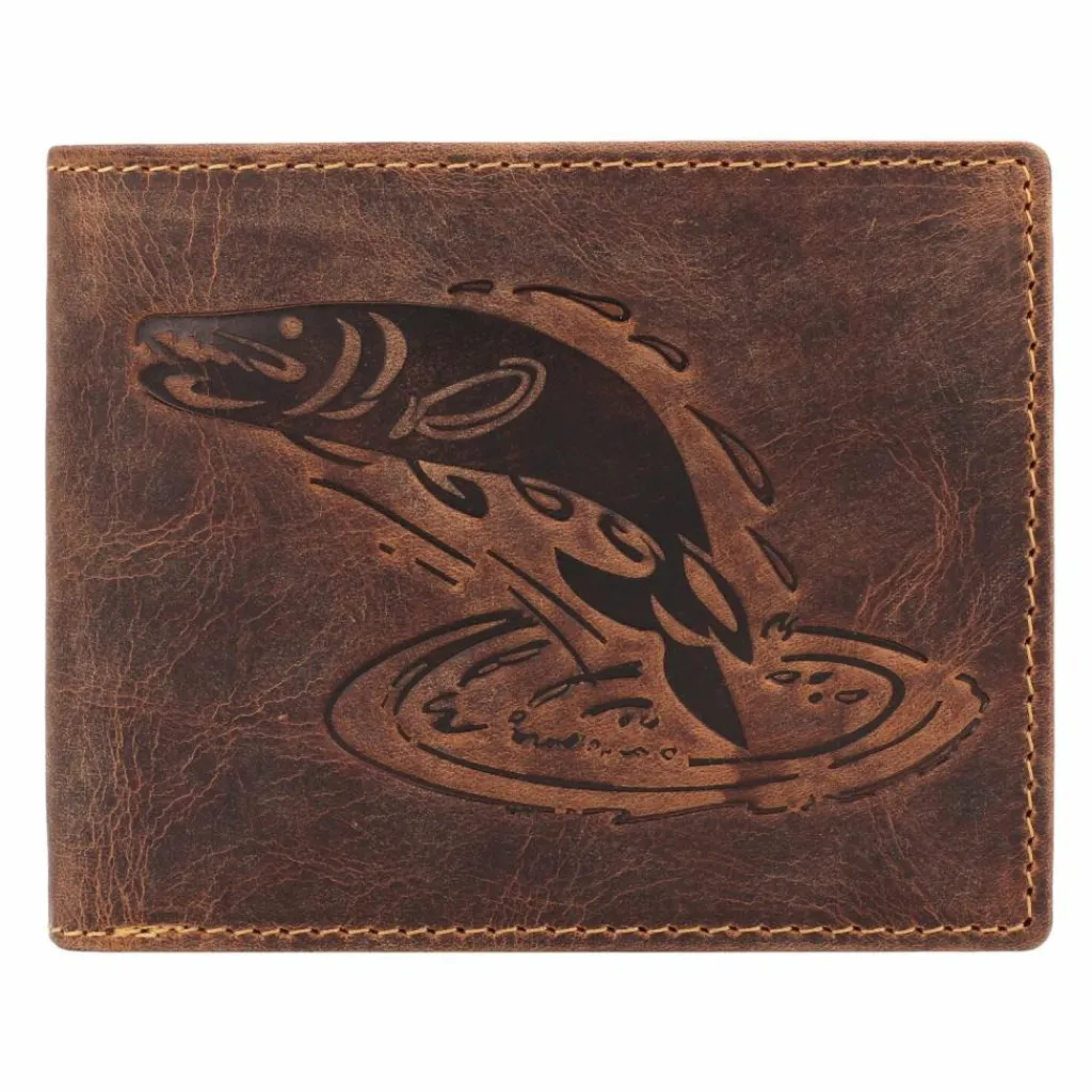 Herren Greenburry Vintage Geldbörse mit Fisch-Prägung Leder 12 cm