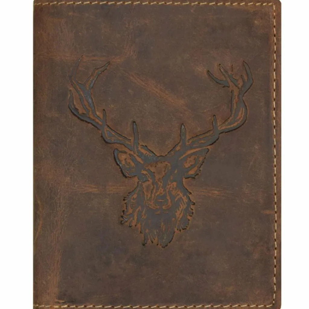 Clearance Greenburry Vintage Geldbörse Hirsch Leder 9,5 cm braun