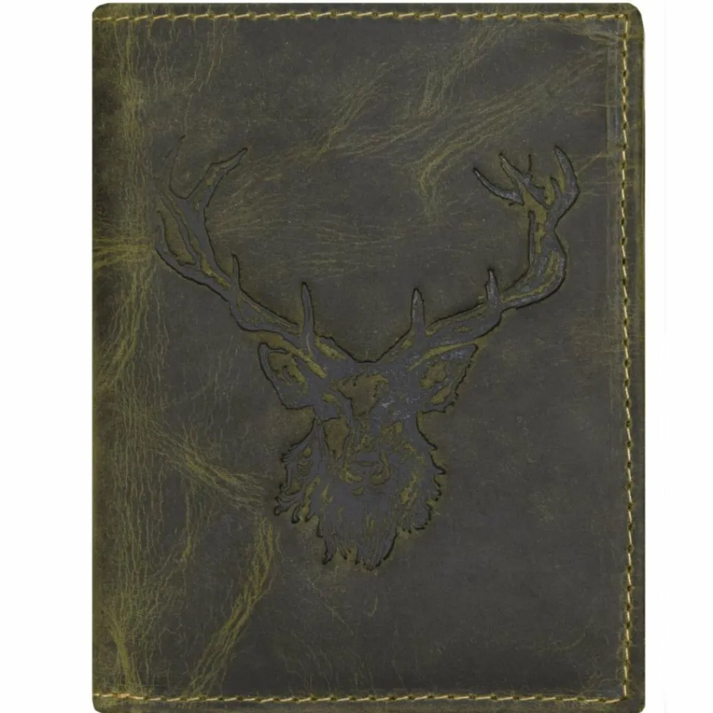 Herren Greenburry Vintage Geldbörse Hirsch Leder 9,5 cm