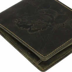 Hot Greenburry Vintage Geldbörse Leder 12.5 cm olive