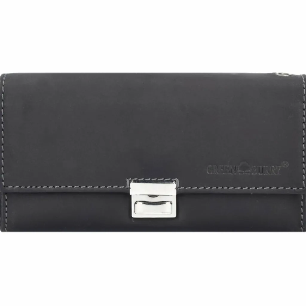 Greenburry Herrengeldbörsen Querformat|Damengeldbörsen Querformat<Vintage Kellnerbörse Leder 18 cm black