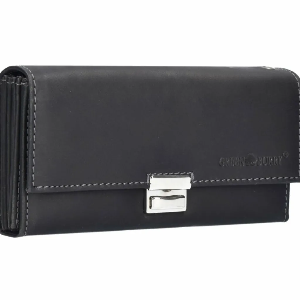 Greenburry Herrengeldbörsen Querformat|Damengeldbörsen Querformat<Vintage Kellnerbörse Leder 18 cm black