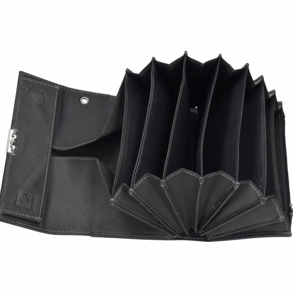 Greenburry Herrengeldbörsen Querformat|Damengeldbörsen Querformat<Vintage Kellnerbörse Leder 18 cm black