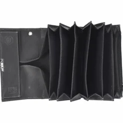 Greenburry Herrengeldbörsen Querformat|Damengeldbörsen Querformat<Vintage Kellnerbörse Leder 18 cm black