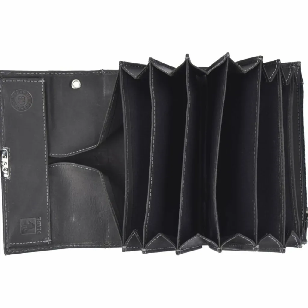 Greenburry Herrengeldbörsen Querformat|Damengeldbörsen Querformat<Vintage Kellnerbörse Leder 18 cm black