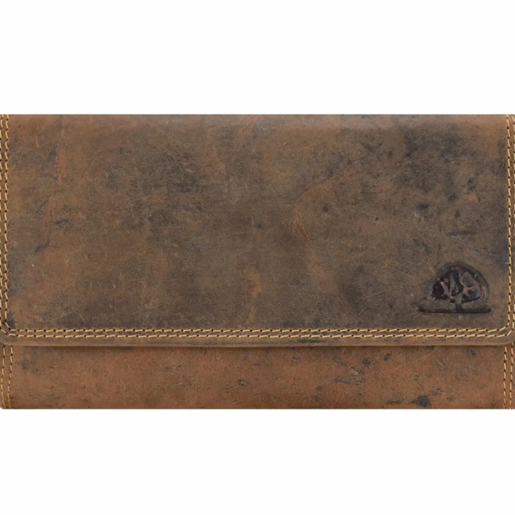 Greenburry Herrengeldbörsen Querformat|Damengeldbörsen Querformat<Vintage Kellnertasche Geldbörse Leder 18 cm braun