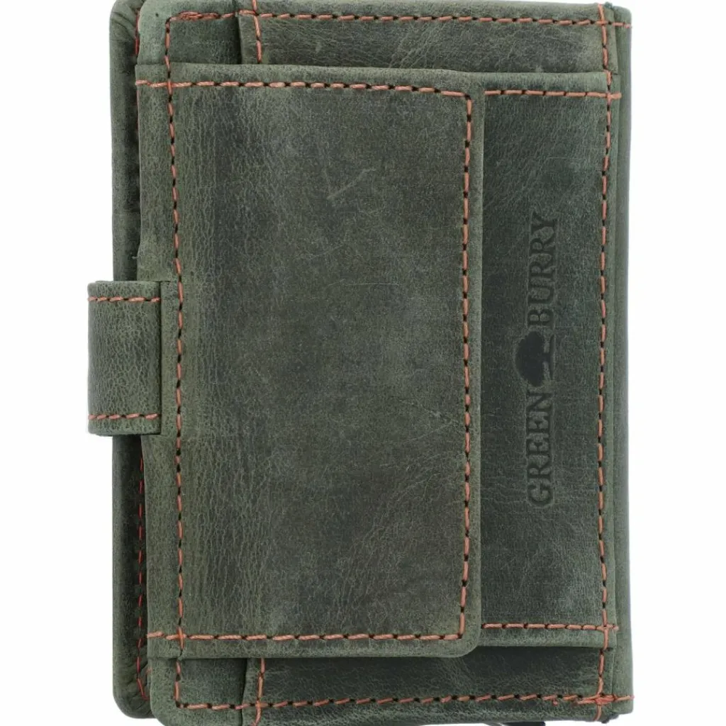 Greenburry Herrengeldbörsen Hochformat<Vintage Original Geldbörse RFID Leder 8 cm green-orange