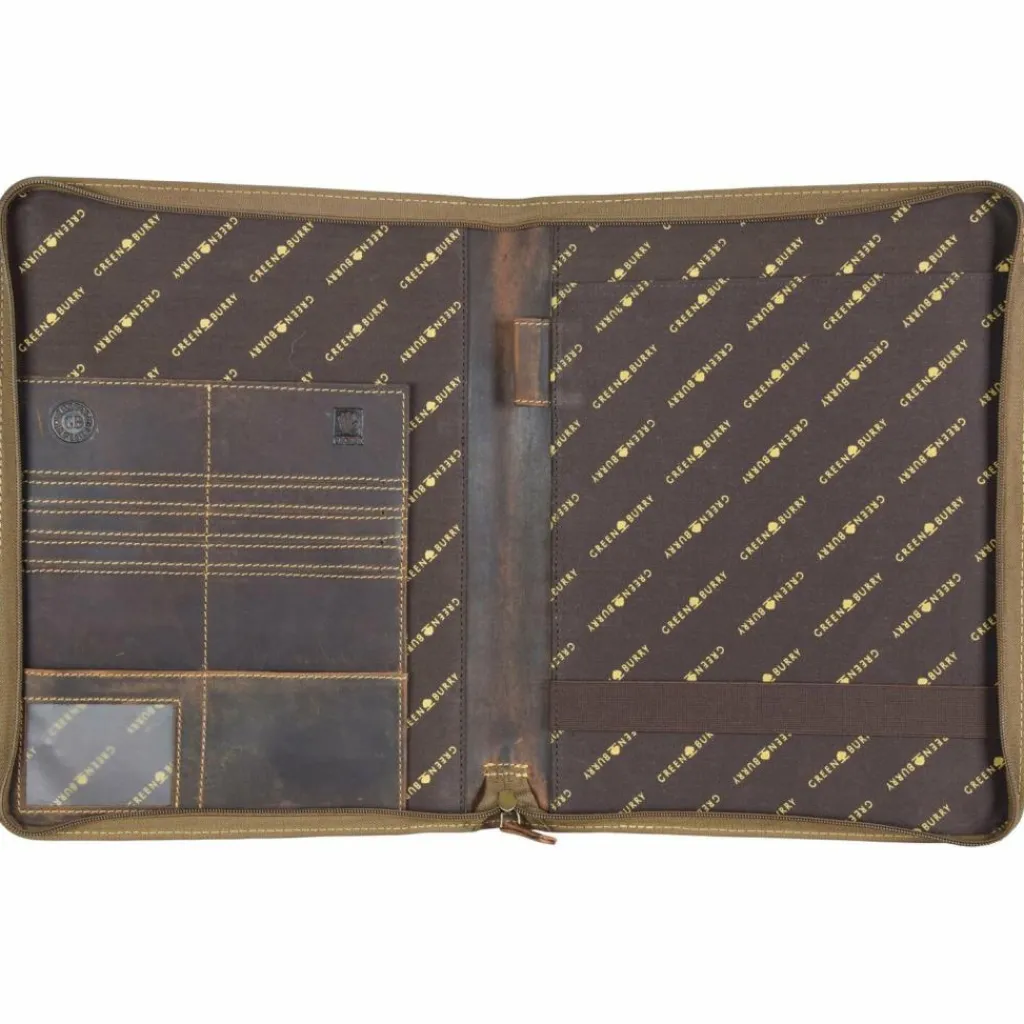 New Greenburry Vintage Ringmappe Leder 26 cm braun