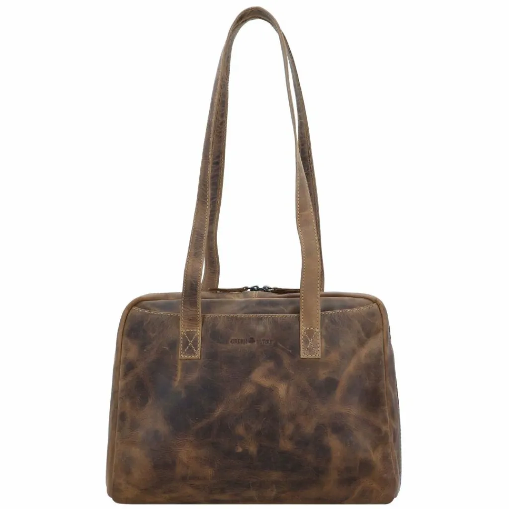 Hot Greenburry Vintage Schultertasche Leder 35 cm brown