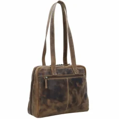 Hot Greenburry Vintage Schultertasche Leder 35 cm brown
