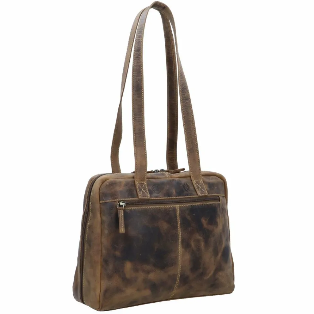 Hot Greenburry Vintage Schultertasche Leder 35 cm brown