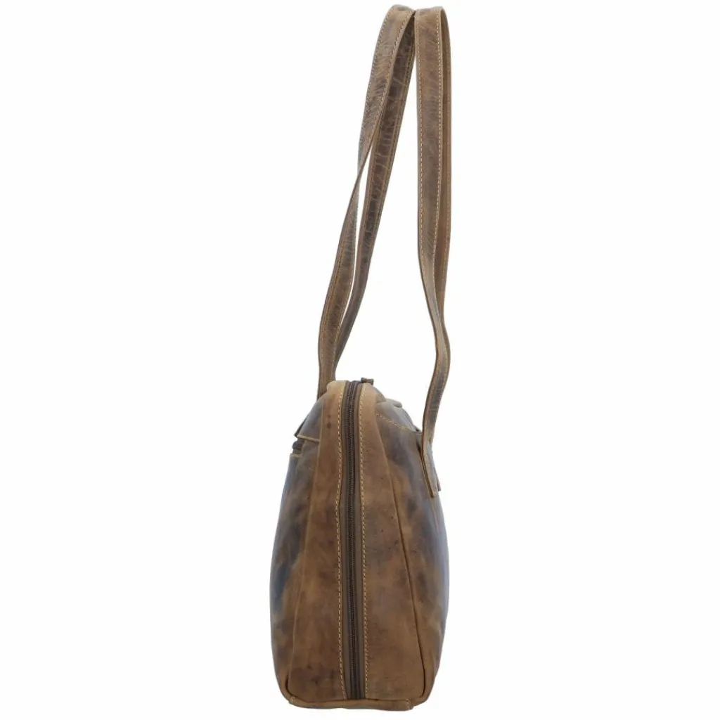 Hot Greenburry Vintage Schultertasche Leder 35 cm brown