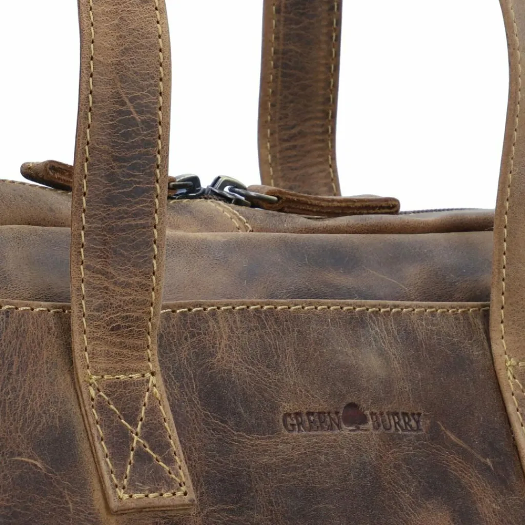 Hot Greenburry Vintage Schultertasche Leder 35 cm brown