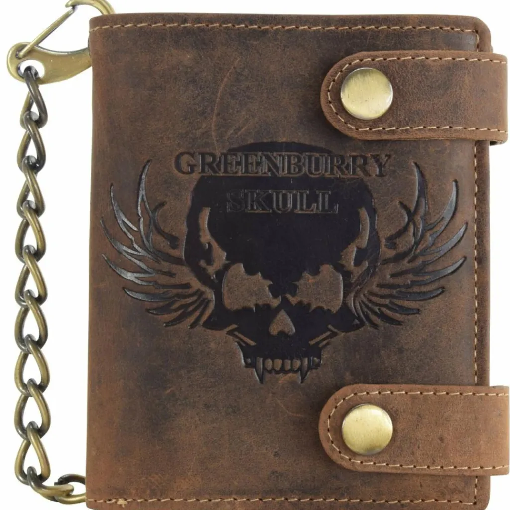 Herren Greenburry Vintage Skull Geldbörse Leder 10 cm