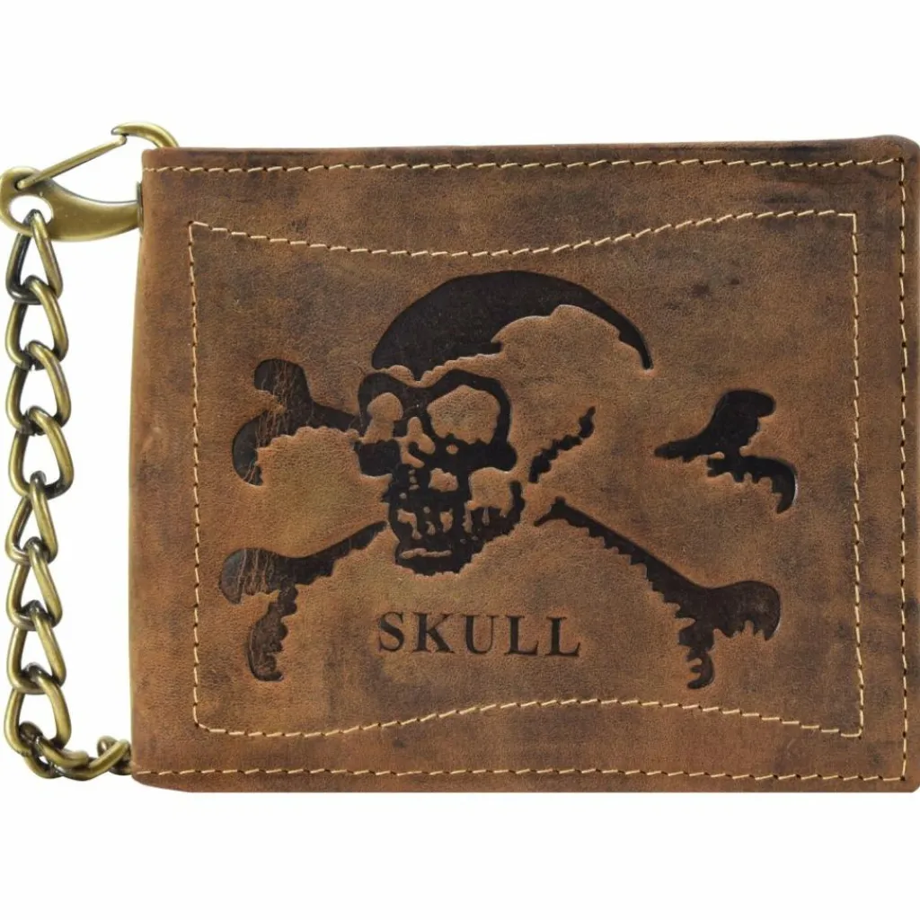 Herren Greenburry Vintage Skull Geldbörse Leder 12 cm