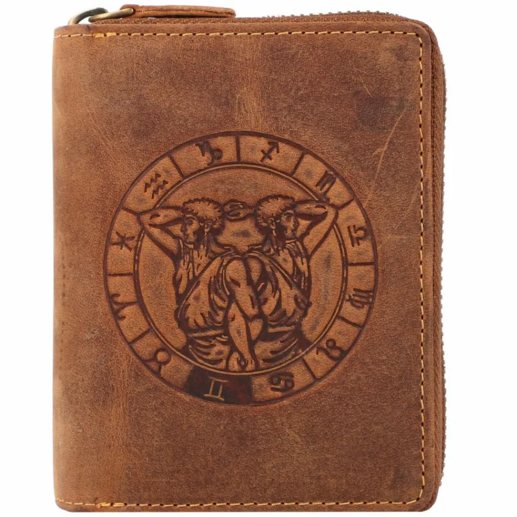 Hot Greenburry Vintage Sternzeichen Geldbörse Leder 10 cm zwillinge