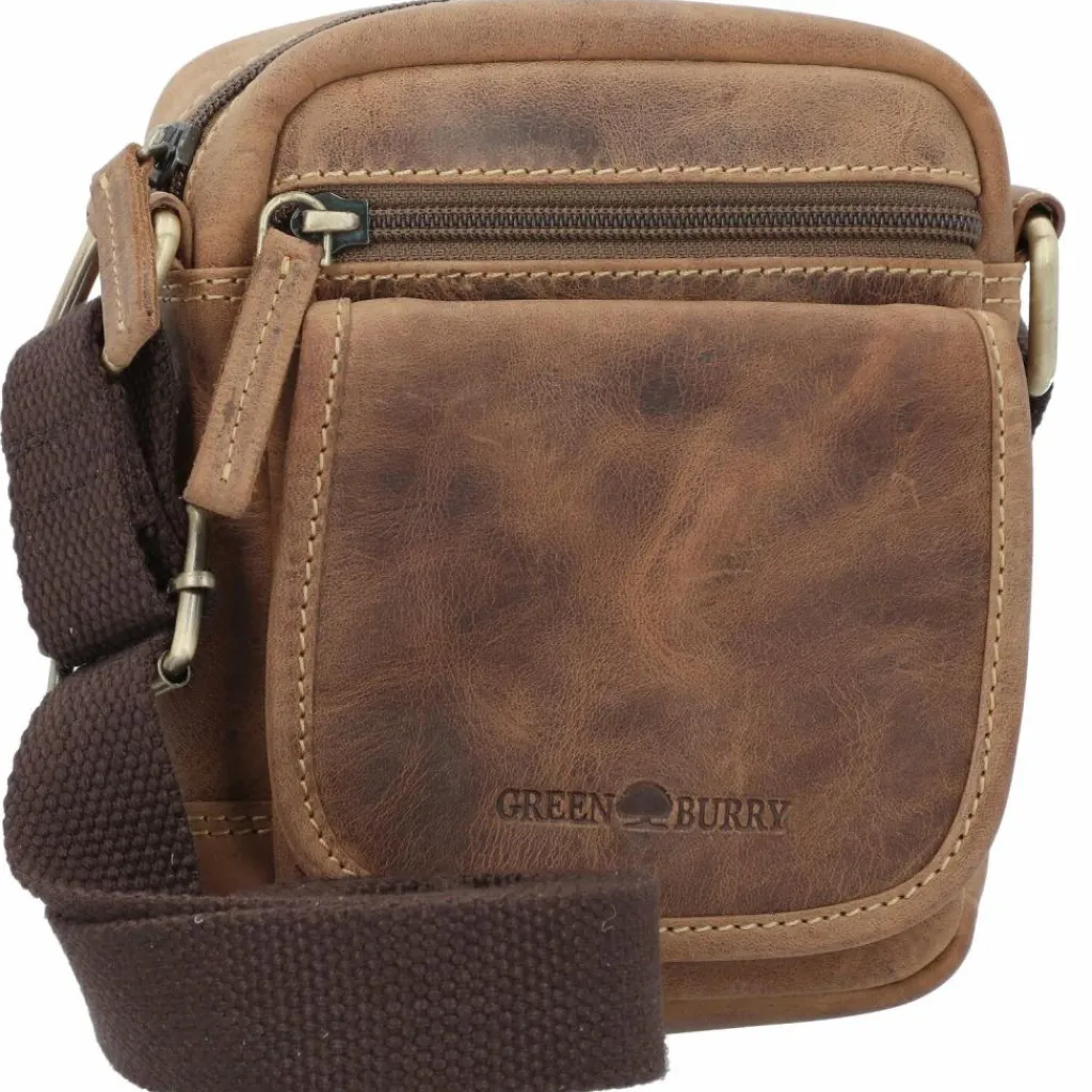 Greenburry Vintage Umhängetasche Leder 13 cm brown