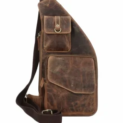 Hot Greenburry Vintage Umhängetasche Leder 20 cm brown